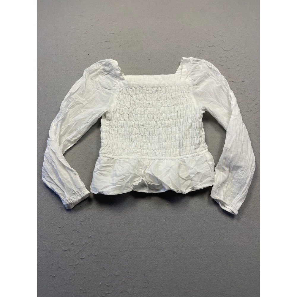 Abercrombie Kids Smocked Peplum Top Cotton White 13/14 Girls